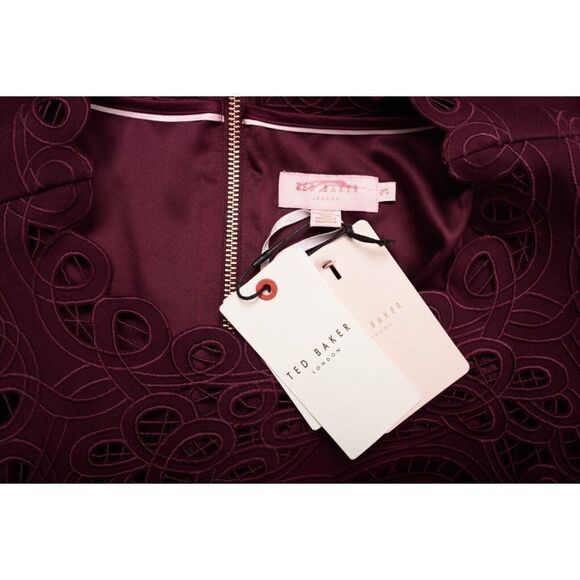 Ted Baker Womens Sheath Dress Verita Cutwork Cut Out Yoke Sz 3 US 8 Lace Red NWT - Picture 6 of 6